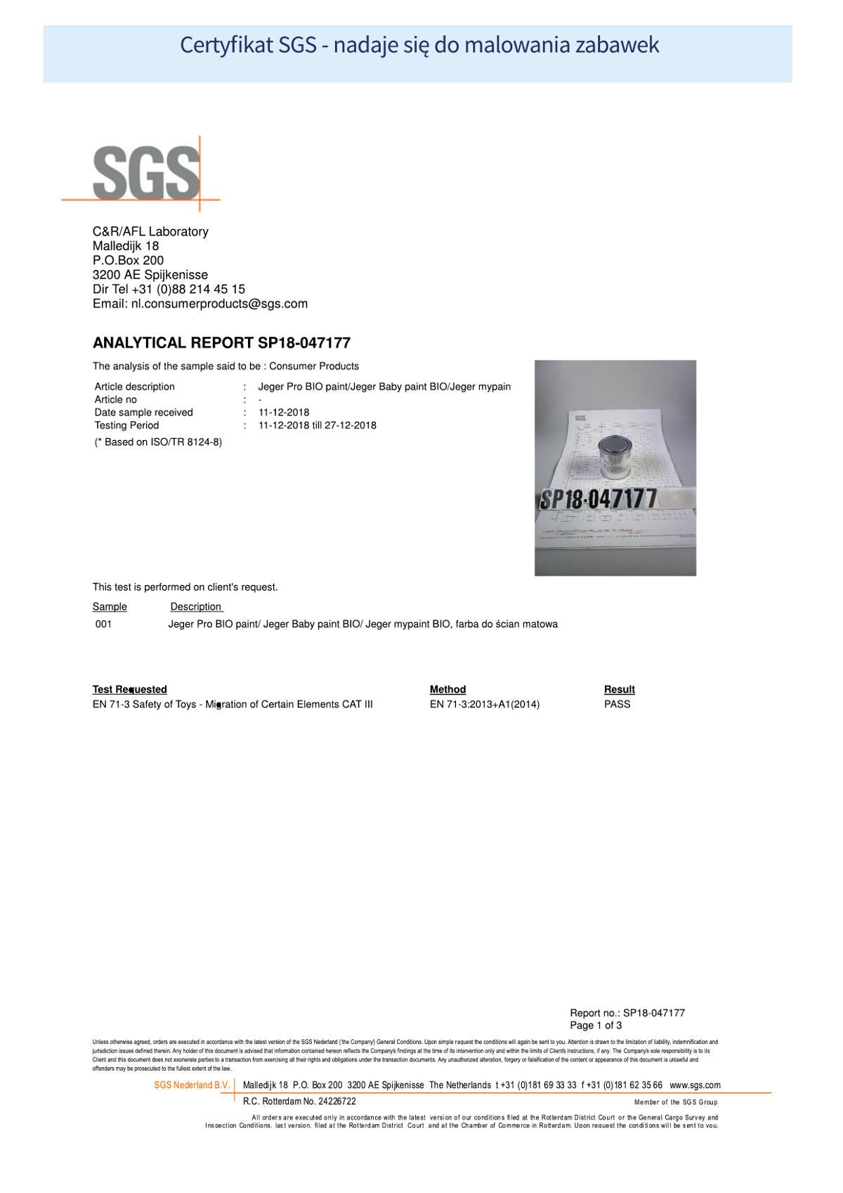 Certyfikat BIO: USDA Certified Bio Based Product